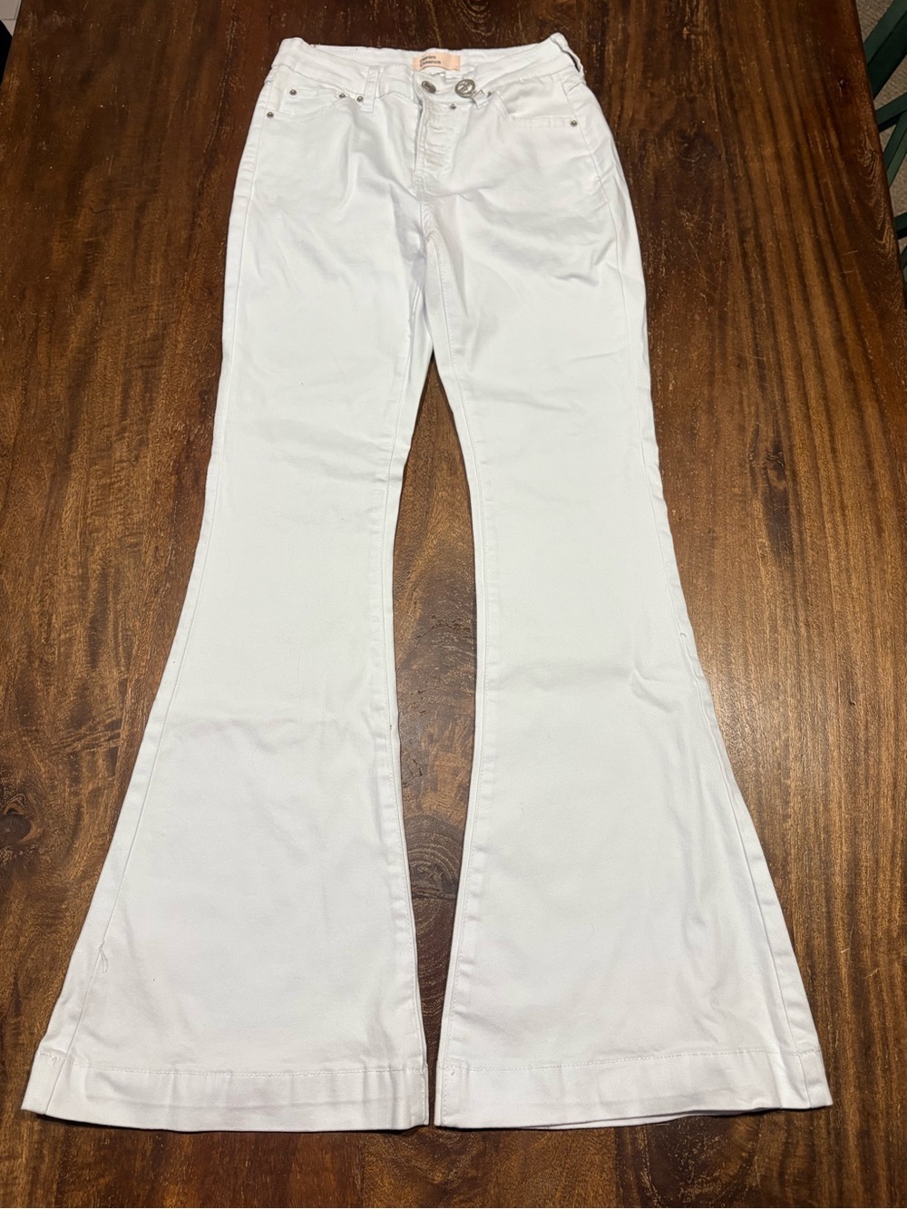 Denim Essence White Extreme Flare Bell-Bottom Jeans Size Large
